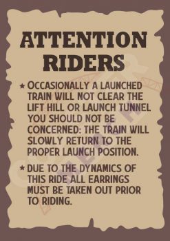 Maverick Rollercoaster Warning Sign
