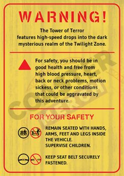Tower of Terror Safety Sign